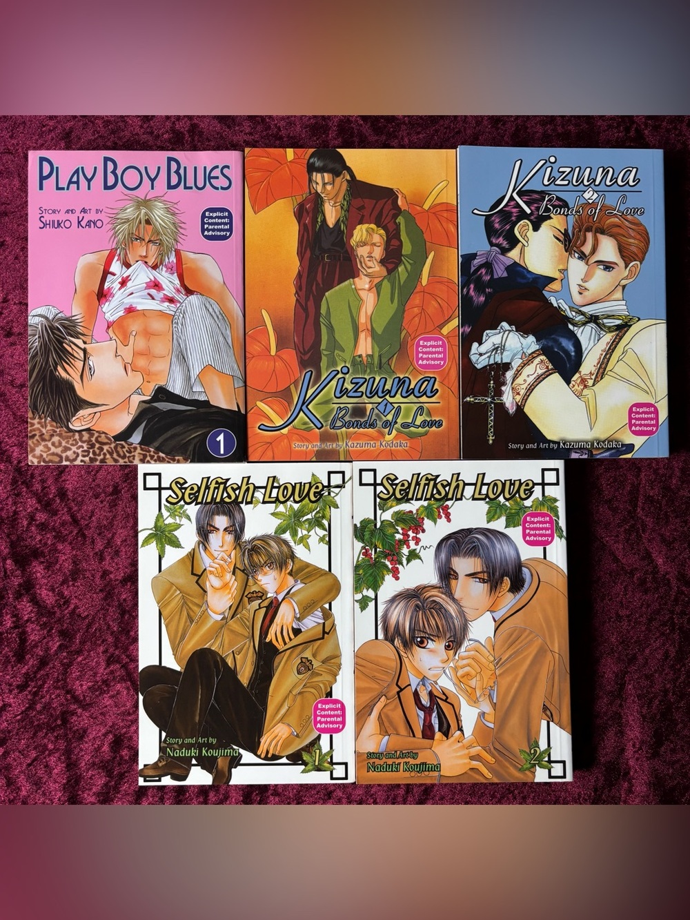 BL Manga Lot - Play Boy Blues, Kizuna, Selfish Love